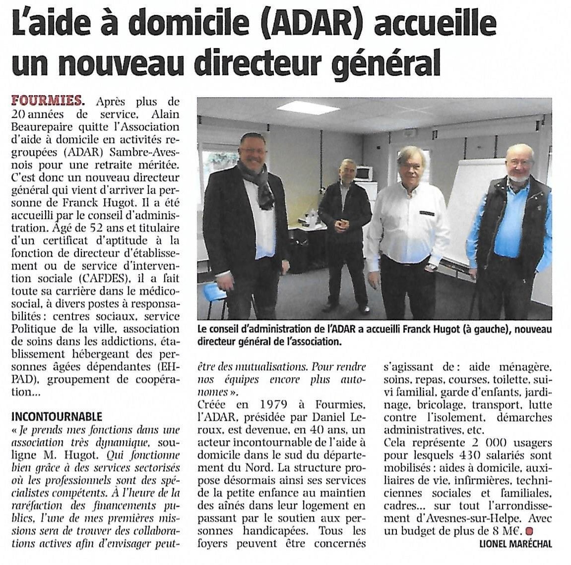 Article de la Voix du Nord paru le 20.01.2021