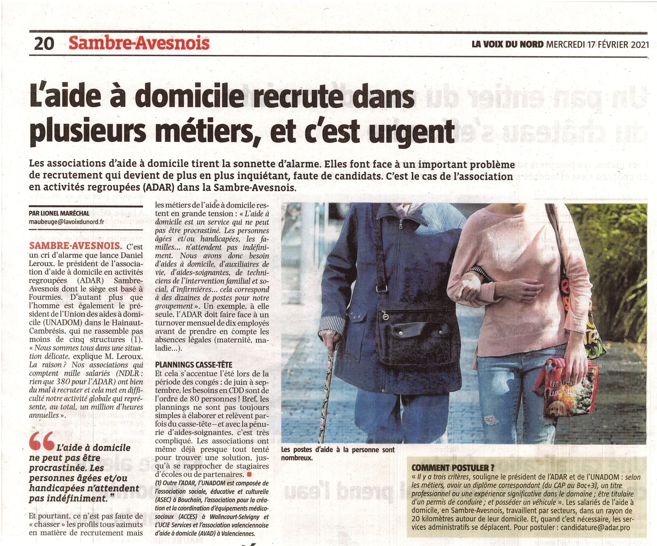 Article paru dans le Courrier de Fourmies le 17.02.2021